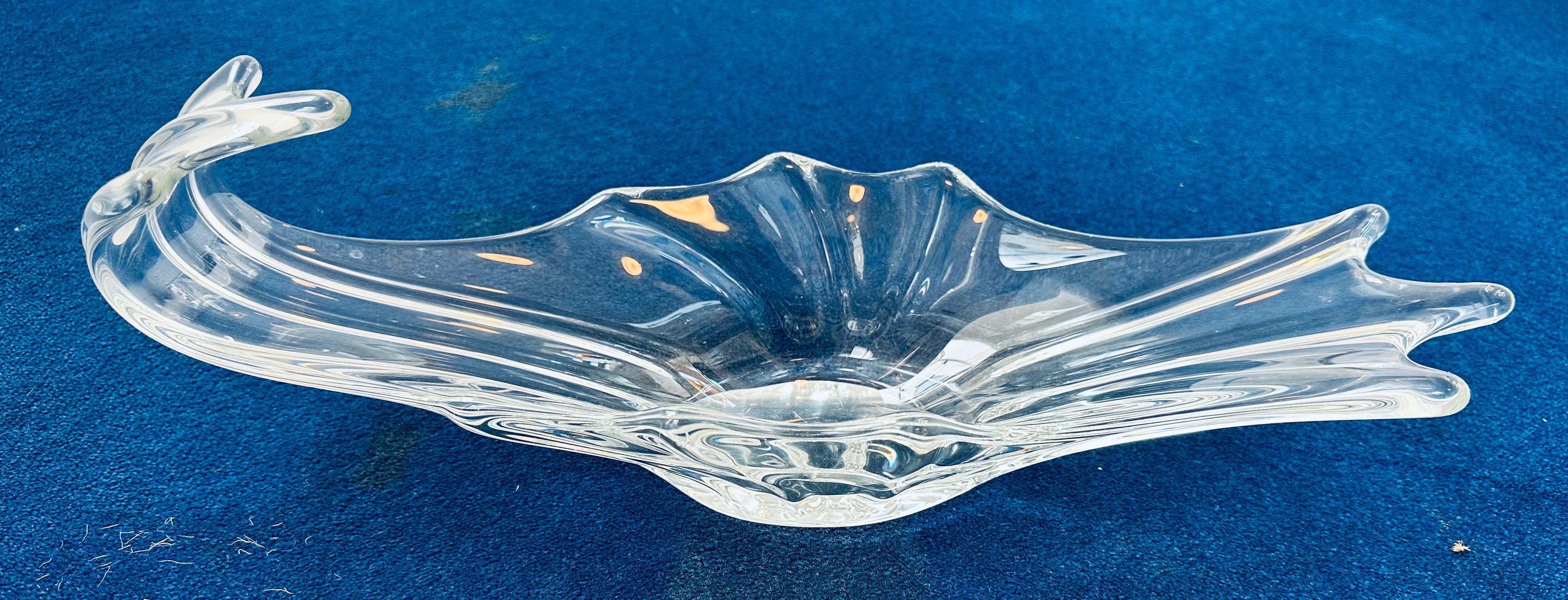 1950s French Crystal Art Glass Centrepiece Bowl in the Style of Art Vannes For Sale 1