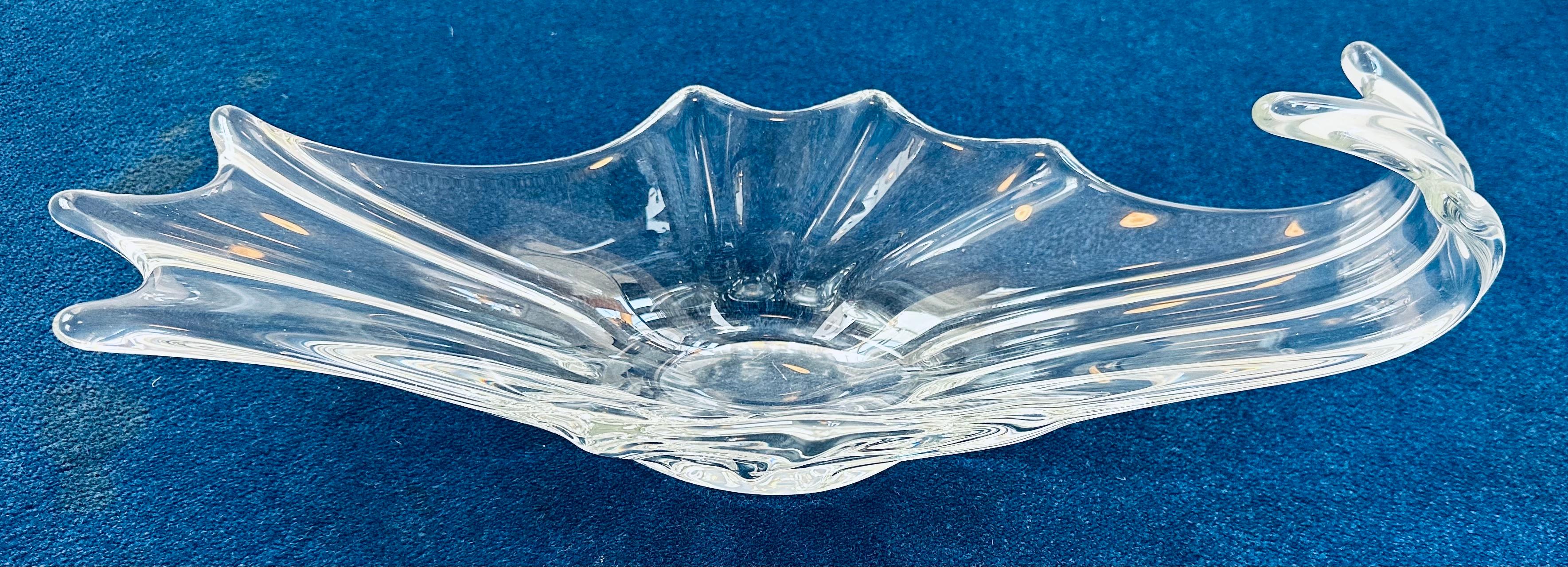 1950s French Crystal Art Glass Centrepiece Bowl in the Style of Art Vannes For Sale 3