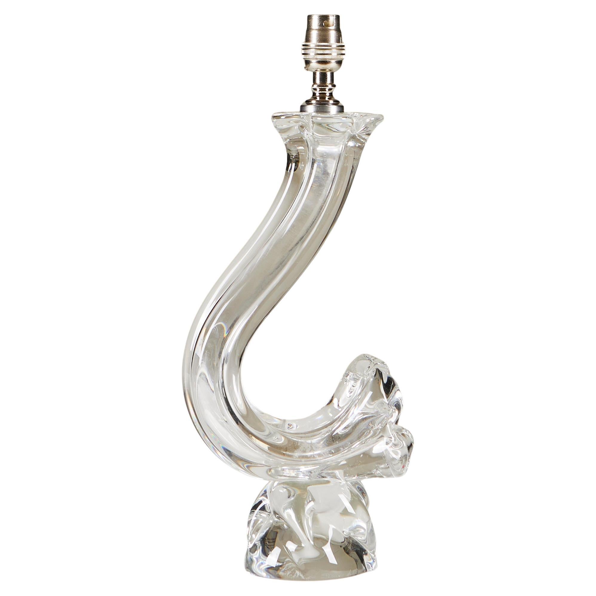 Lampe à fleurs en cristal des années 1950 par Daum en vente 1