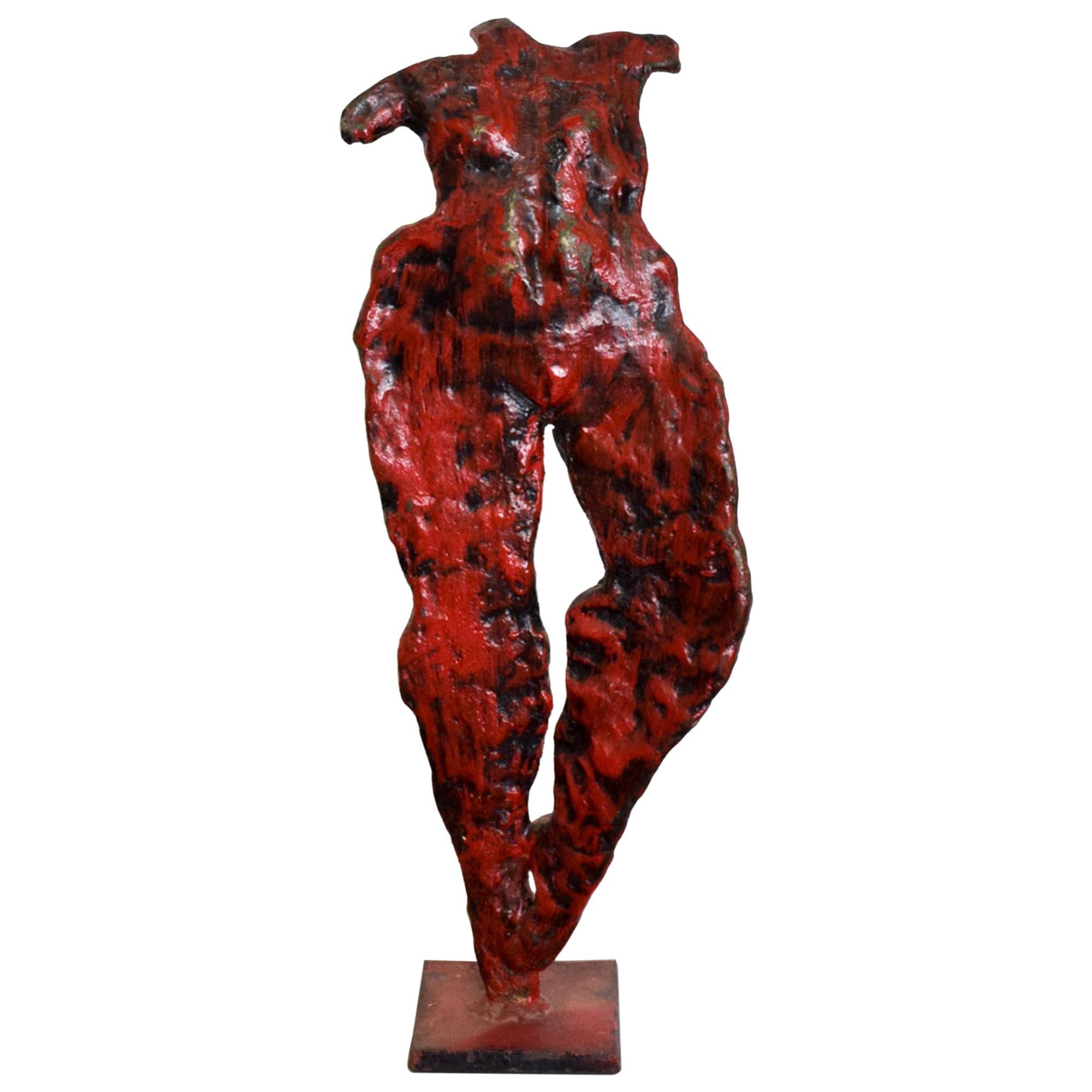 1950s French Dancers Red Bronze Sculpture Abstract Art
