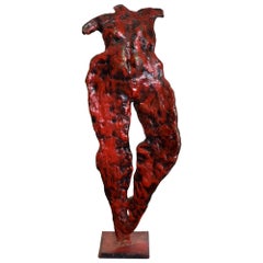 1950s French Dancers Red Bronze Sculpture Abstract Art