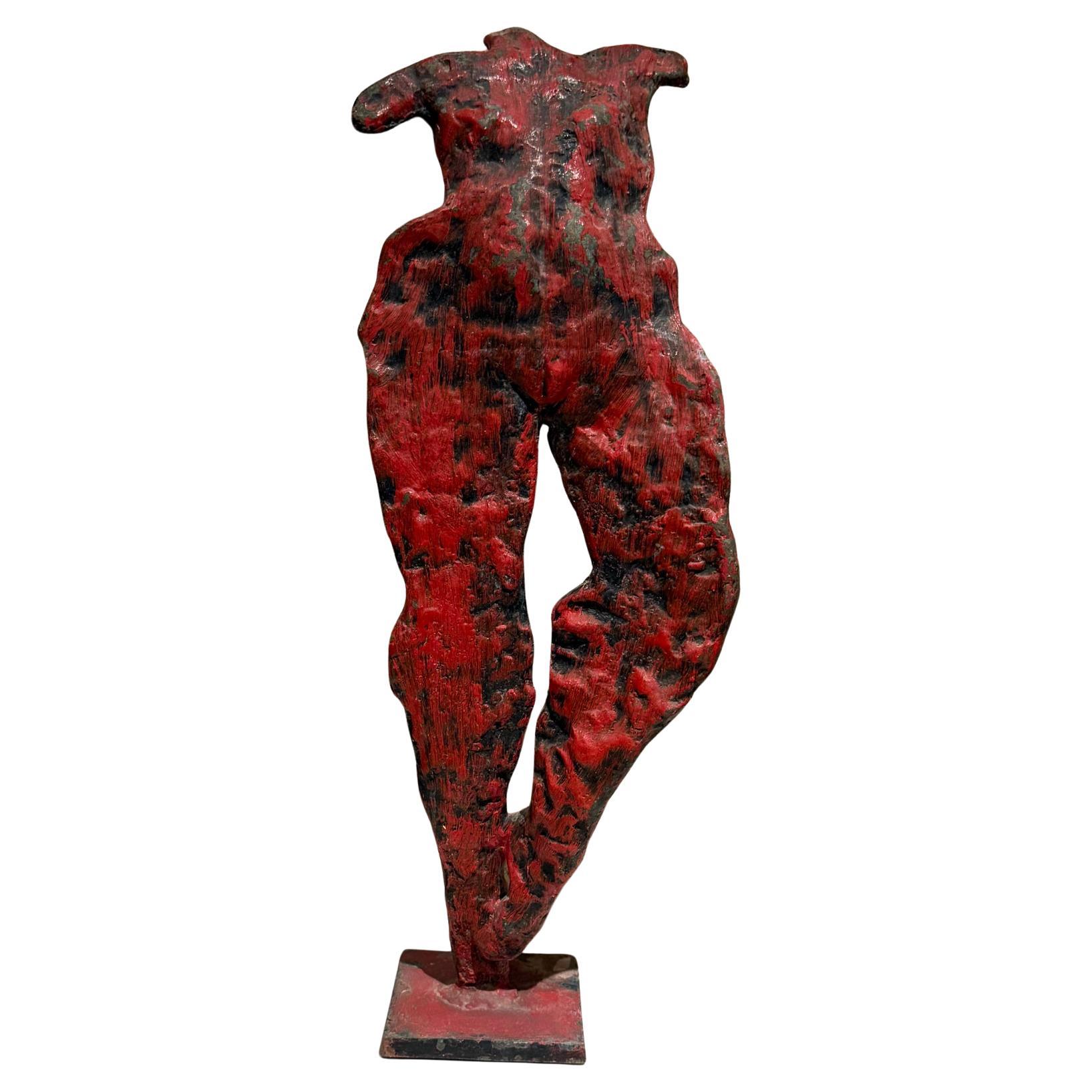 1950s France Nude Dancers Red Bronze Sculpture Abstract Art