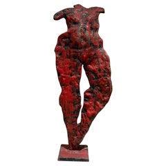 1950s France Nude Dancers Red Bronze Sculpture Abstract Art
