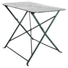 1950's French Dark Green Rectangular Metal Folding Dining Table
