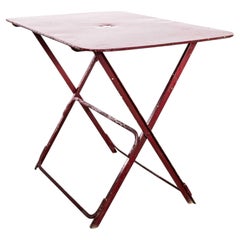 1950's French Dark Red Rectangular Metal Folding Dining Table