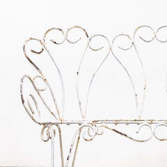 1950's French Decorative White Outdoor Metal Bench
