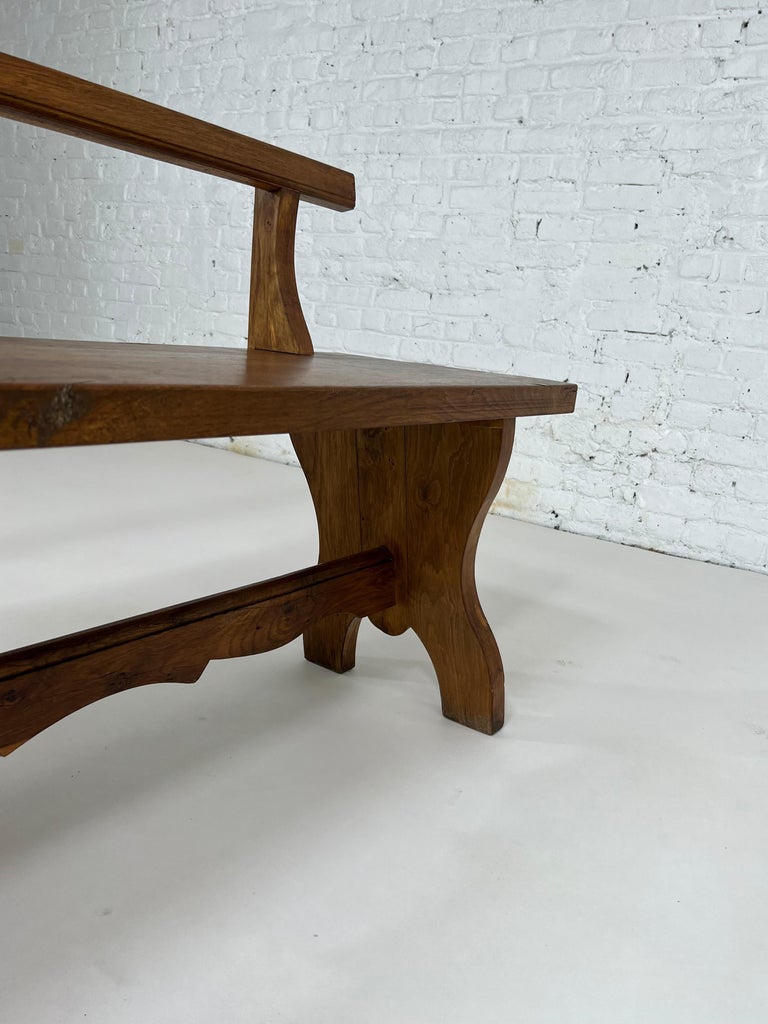 1950s French Design Oak Wooden Bench Seat For Sale at 1stDibs