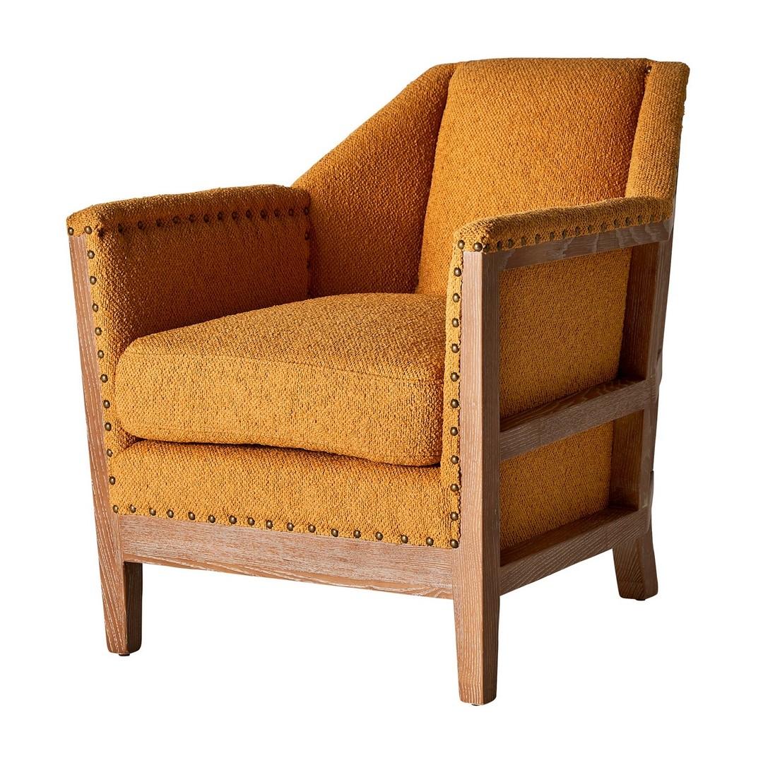 Contemporary 1950s French Design Style Wood and Fabric Armchair For Sale