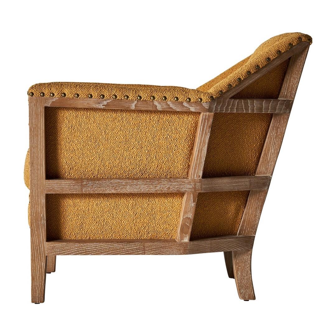 Sessel aus Holz und Stoff im französischen Designstil der 1950er Jahre im Angebot 1