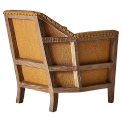 Sessel aus Holz und Stoff im französischen Designstil der 1950er Jahre