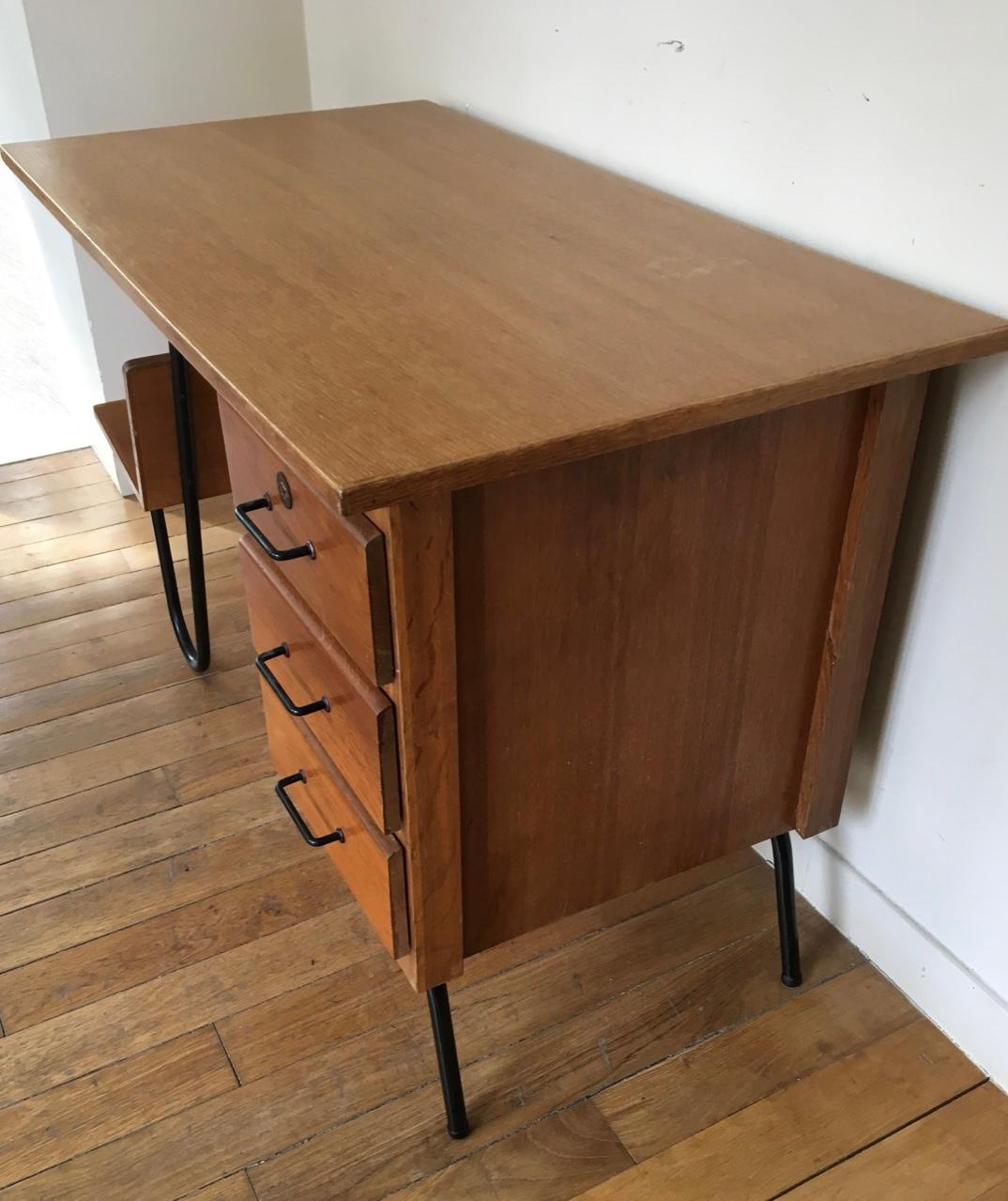 20th Century 1950's French desk by Jacques Hitier