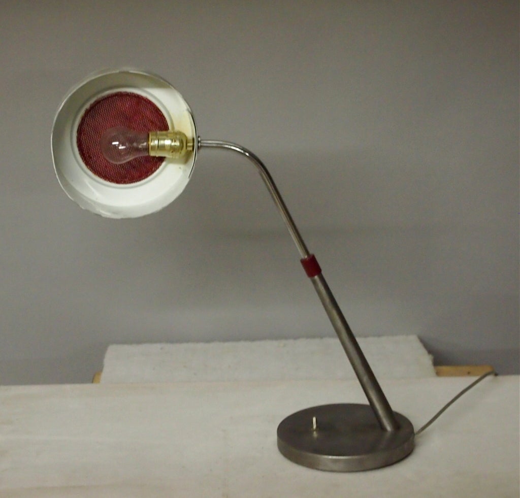 Mid-Century Modern 1950s French Desk Lamp in Brushed Steel