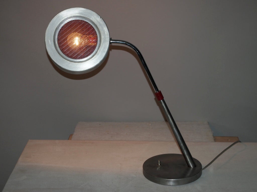 Mid-20th Century 1950s French Desk Lamp in Brushed Steel
