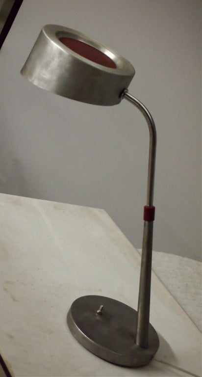 Metal 1950s French Desk Lamp in Brushed Steel