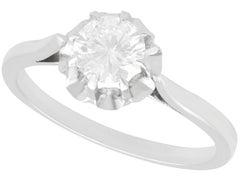 1950s French Diamond White Gold Platinum Set Solitaire Engagement Ring