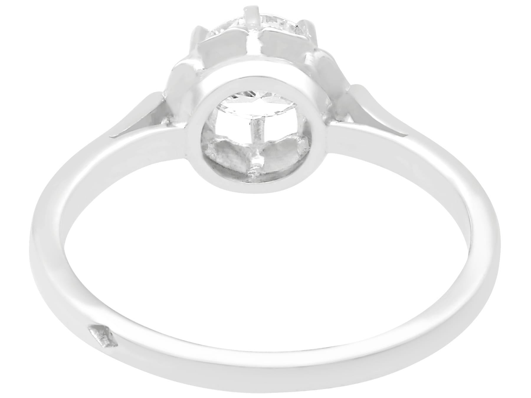Round Cut 1950s French Diamond White Gold Platinum Set Solitaire Engagement Ring For Sale