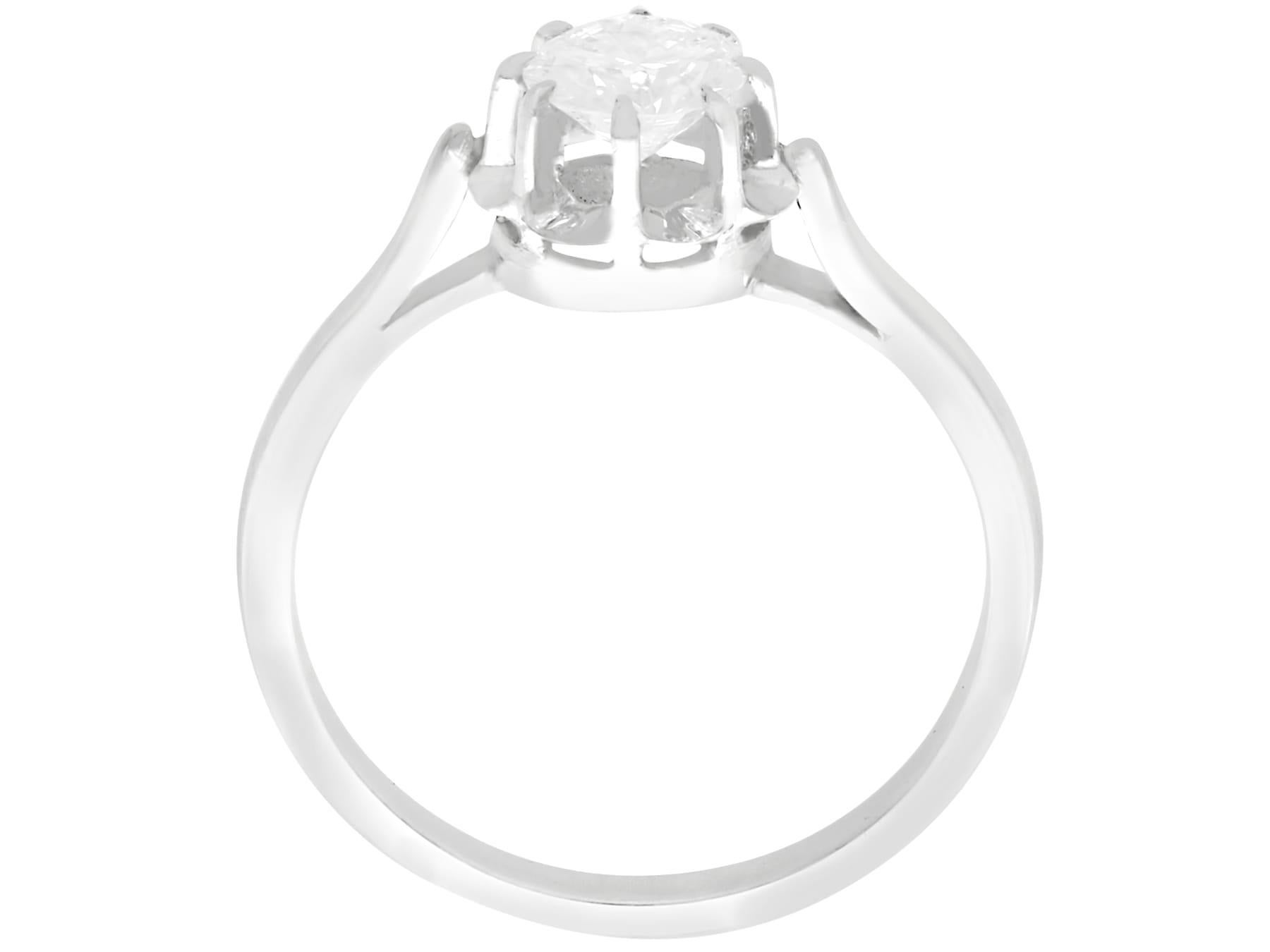 1950s French Diamond White Gold Platinum Set Solitaire Engagement Ring In Excellent Condition For Sale In Jesmond, Newcastle Upon Tyne