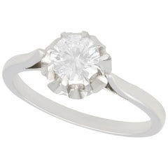 Vintage 1950s French Diamond White Gold Platinum Set Solitaire Ring