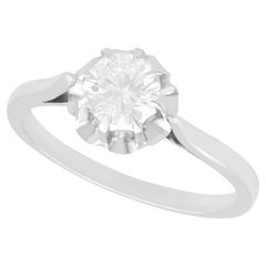 1950s French Diamond White Gold Platinum Set Solitaire Ring