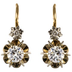 1950er Jahre Französische Diamanten 18 Karat Gelbgold Klappbrisur-Ohrringe