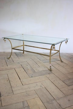 1950s French Dining Table in Brass and Polished Steel