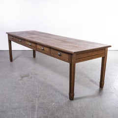 1950's French Drapers Rectangular Dining Table, Ten Drawer
