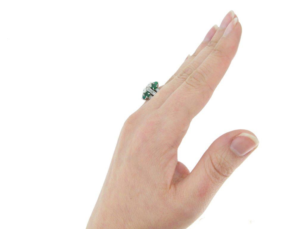Women's 1950s French Emerald Diamond Cluster Ring