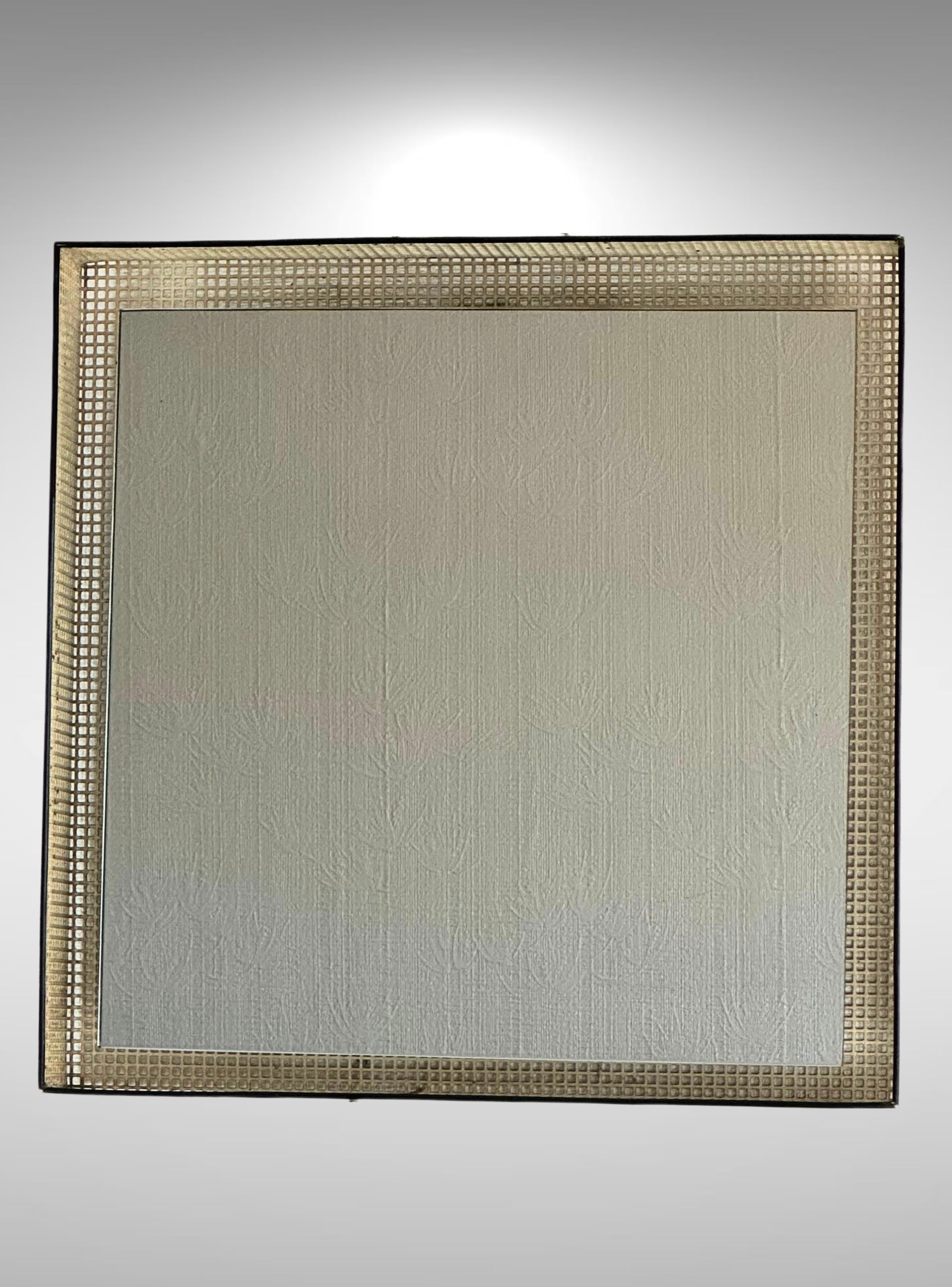 1950s French Enamelled Perforated Metal Backlit Wall Mirror Mathieu Matégot Attr 4