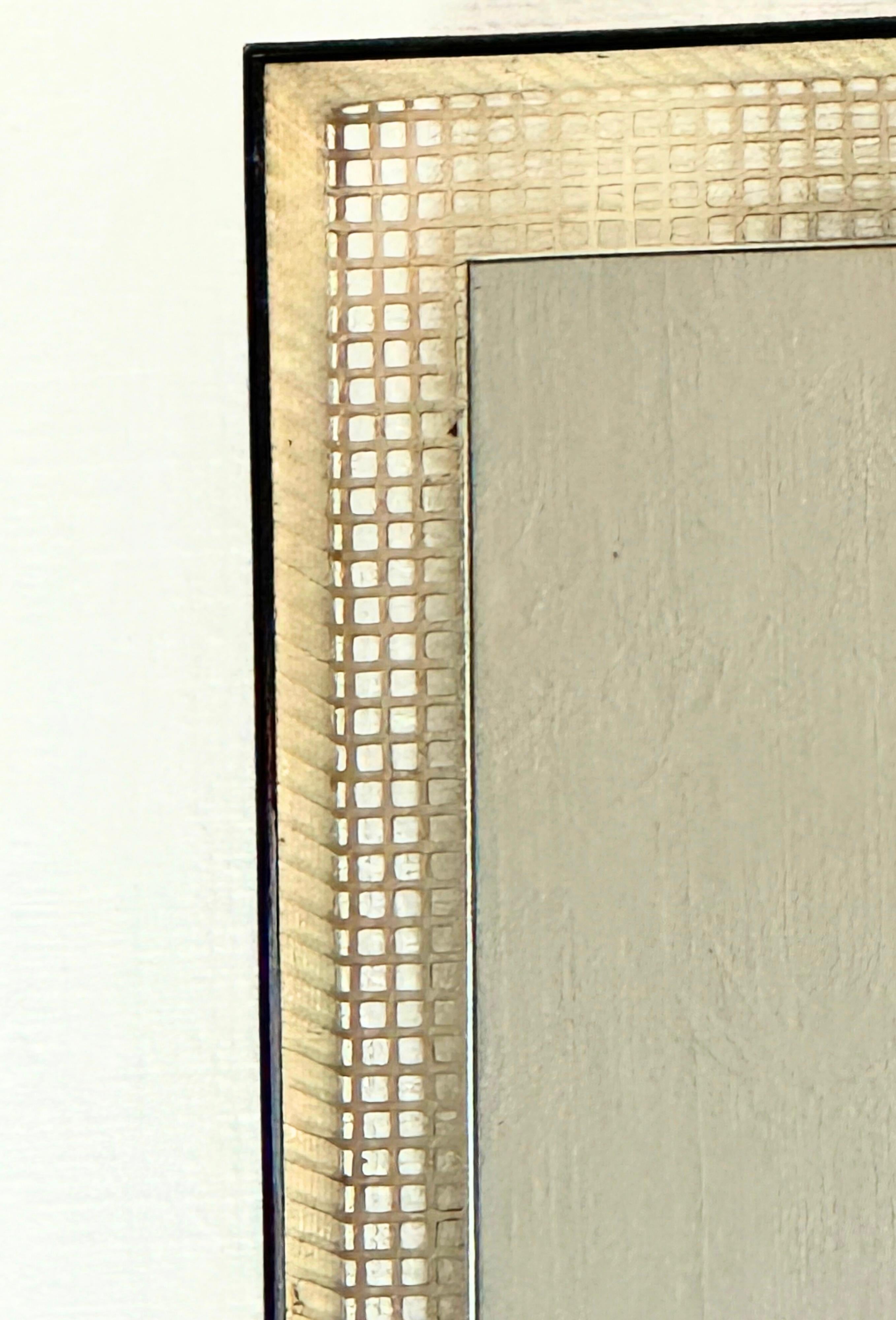 1950s French Enamelled Perforated Metal Backlit Wall Mirror Mathieu Matégot Attr 5