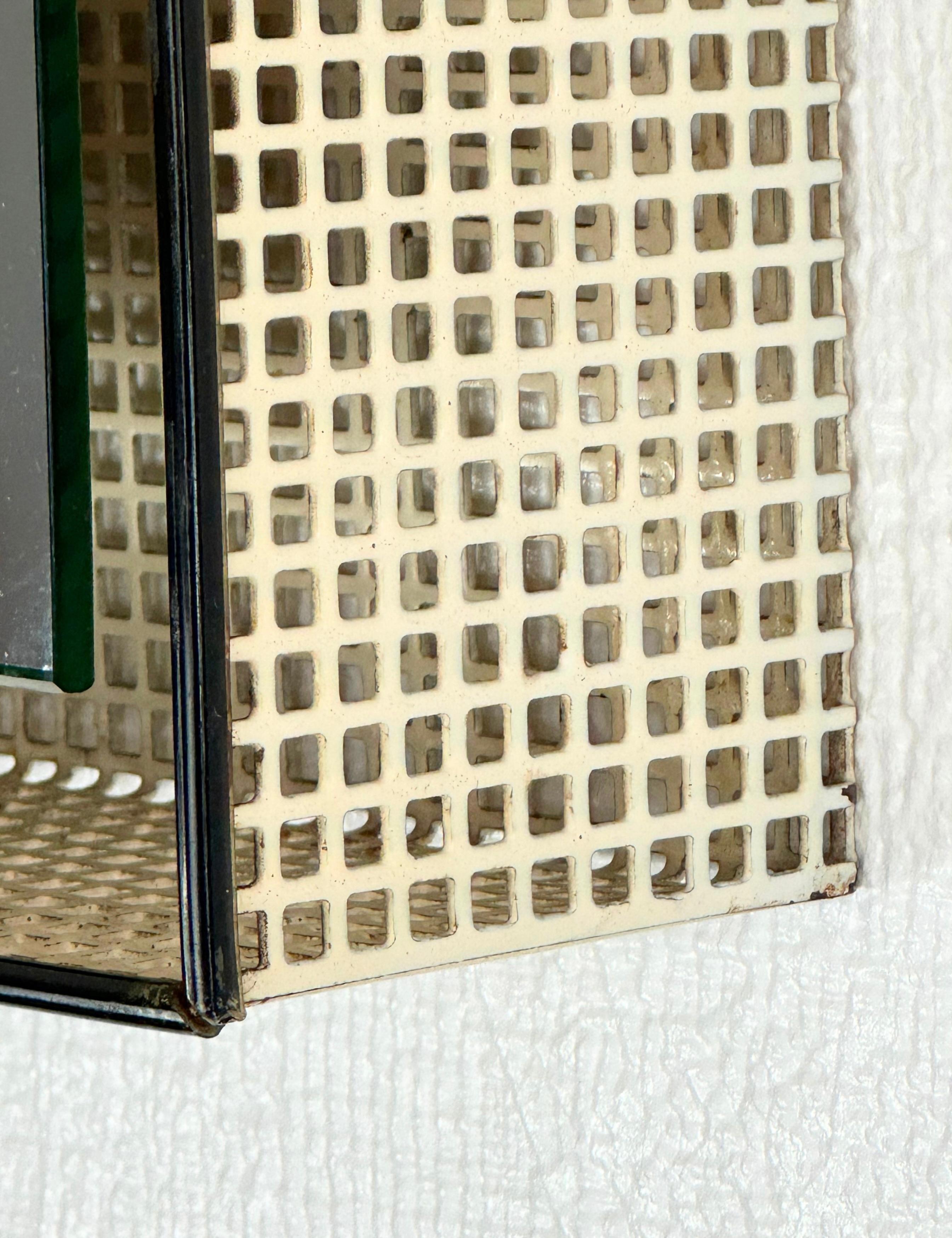 20th Century 1950s French Enamelled Perforated Metal Backlit Wall Mirror Mathieu Matégot Attr