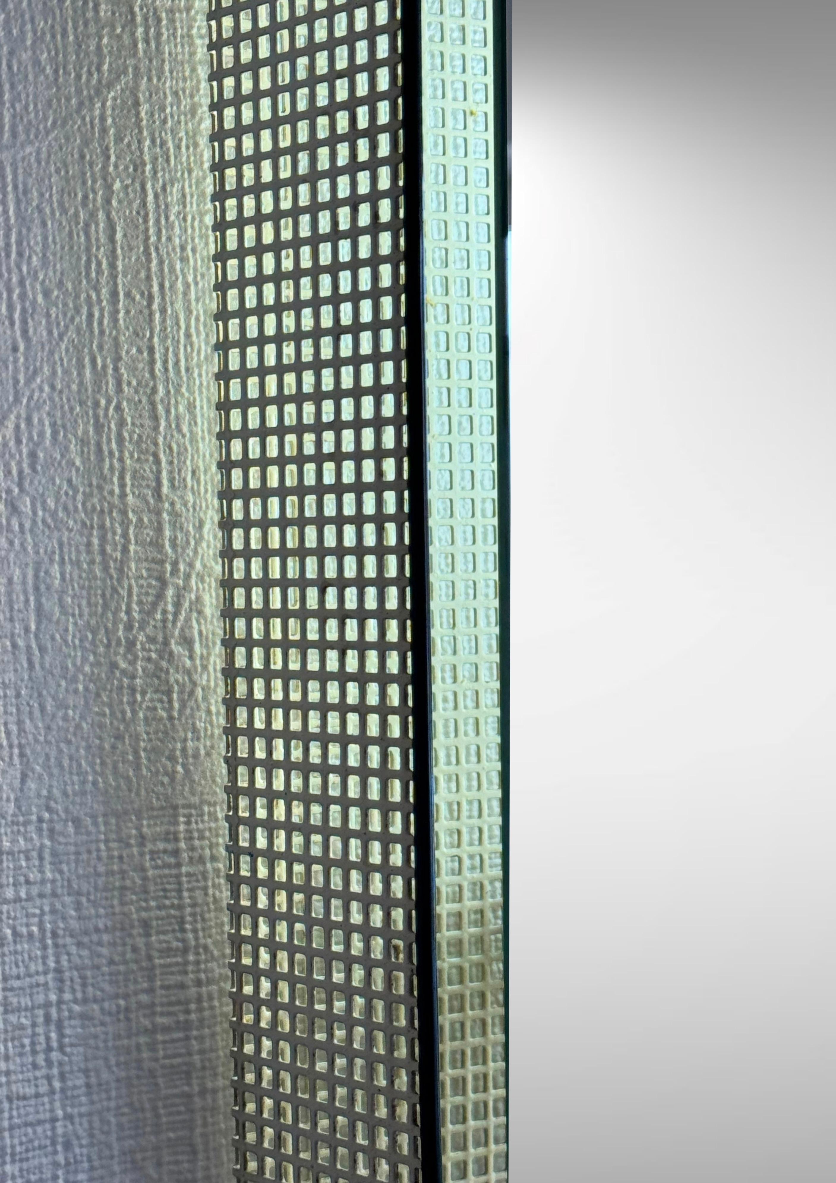 1950s French Enamelled Perforated Metal Backlit Wall Mirror Mathieu Matégot Attr 2