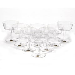 1950s French Etched Glass Coupes, Set of 8