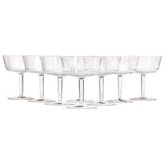 1950s French Etched Glass Coupes, Set of 8