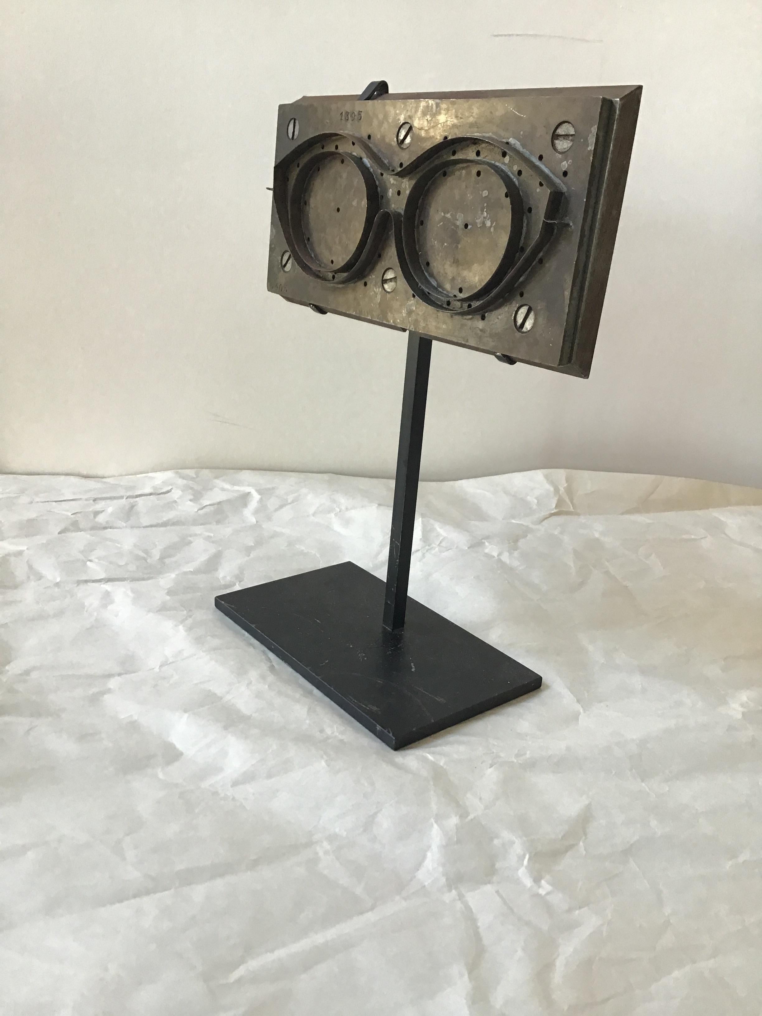 1950s French Eyeglass Mold on Custom Iron Base In Good Condition In Tarrytown, NY