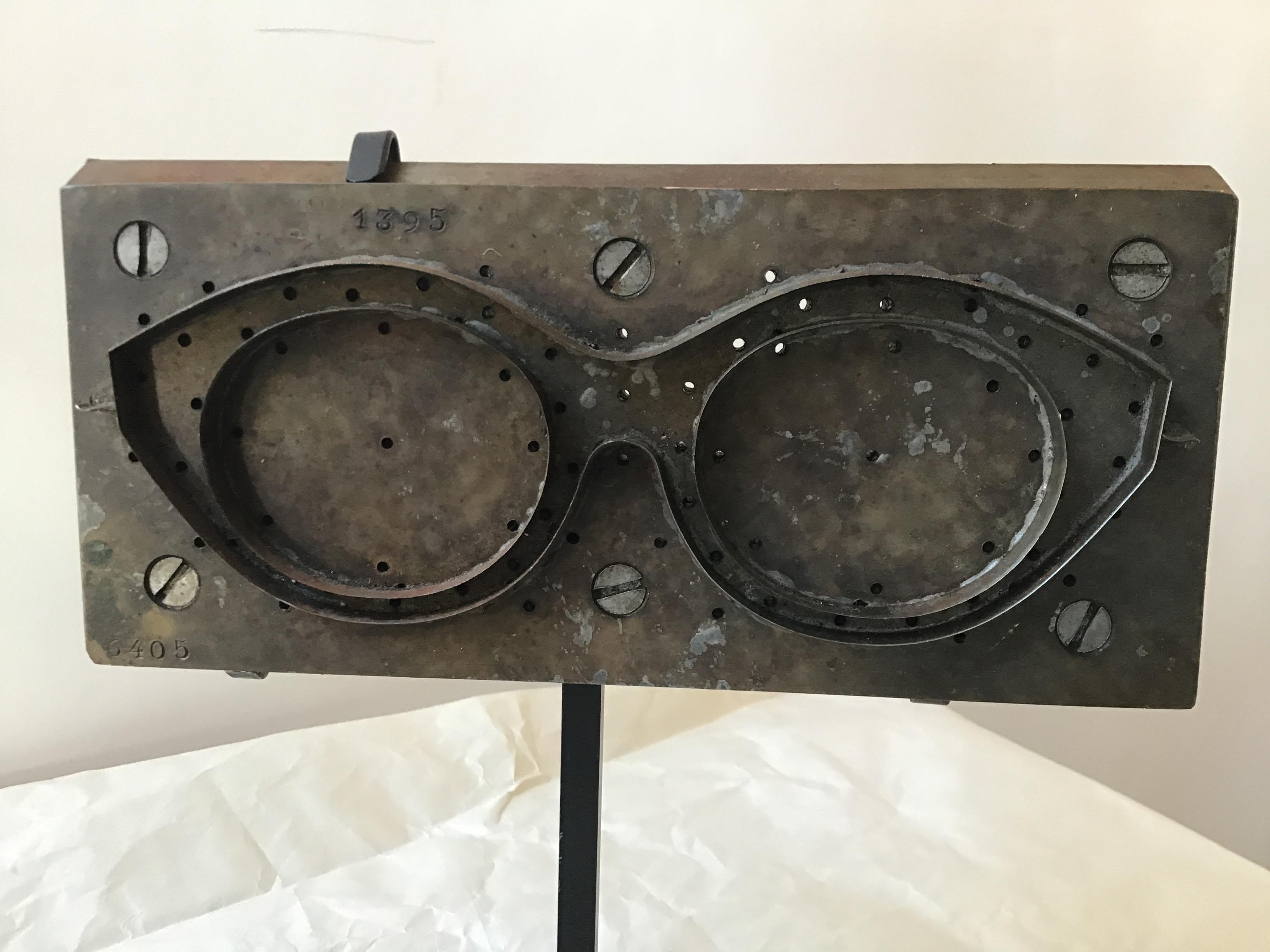 1950s French Eyeglass Mold on Custom Iron Base 2