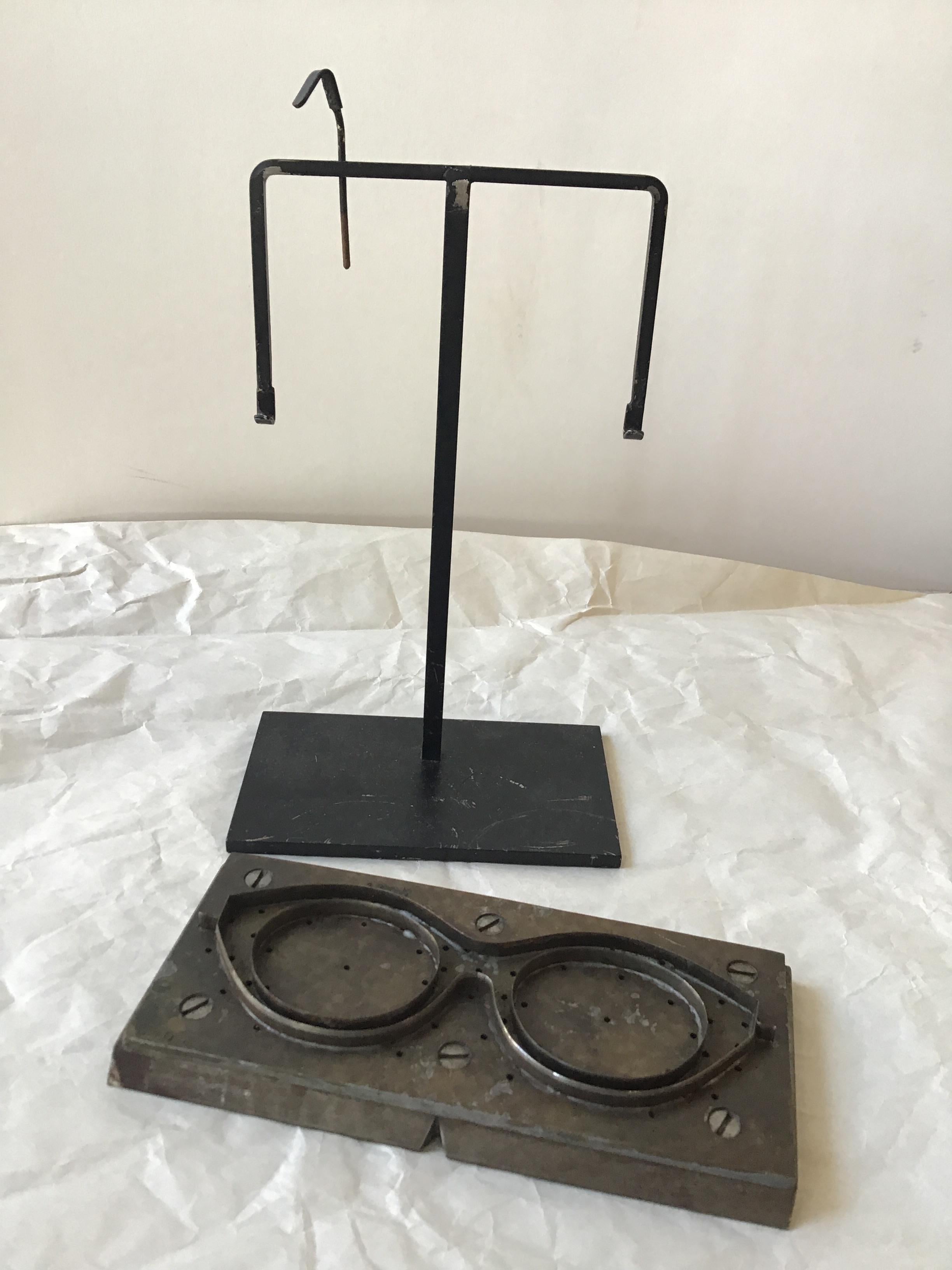 1950s French Eyeglass Mold on Custom Iron Base 4