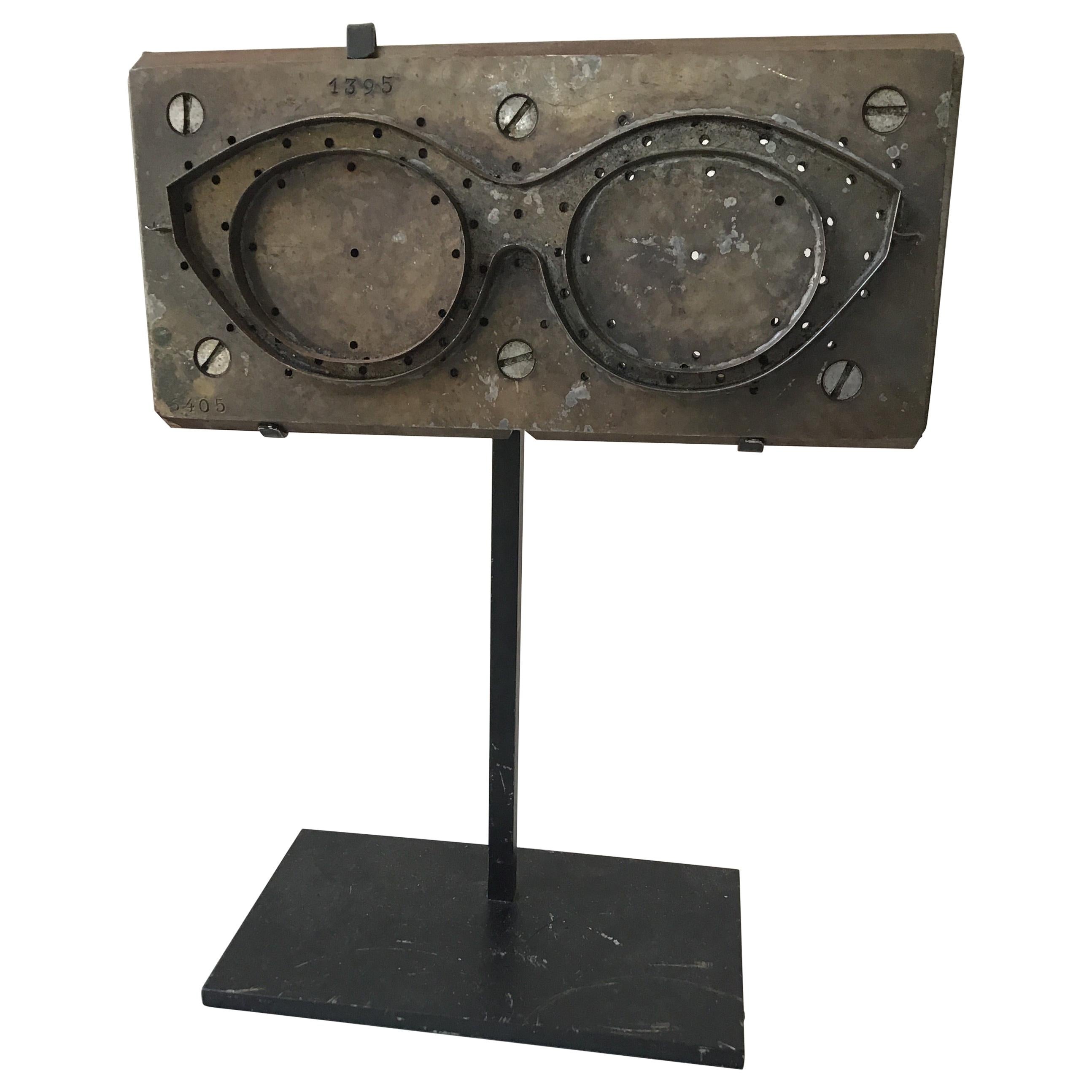 1950s French Eyeglass Mold on Custom Iron Base