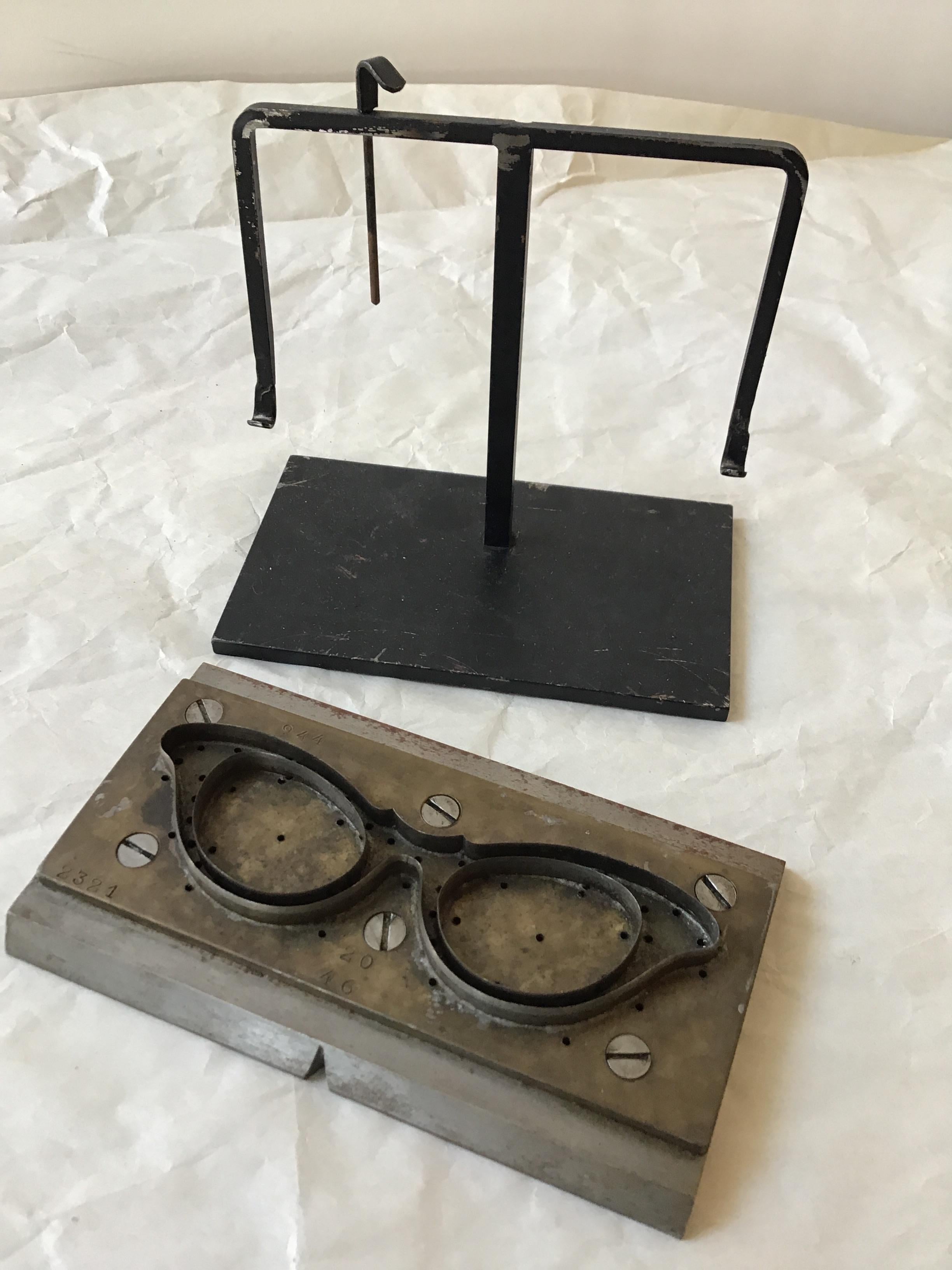 1950s French Eyeglass Mold on Iron Stand 5