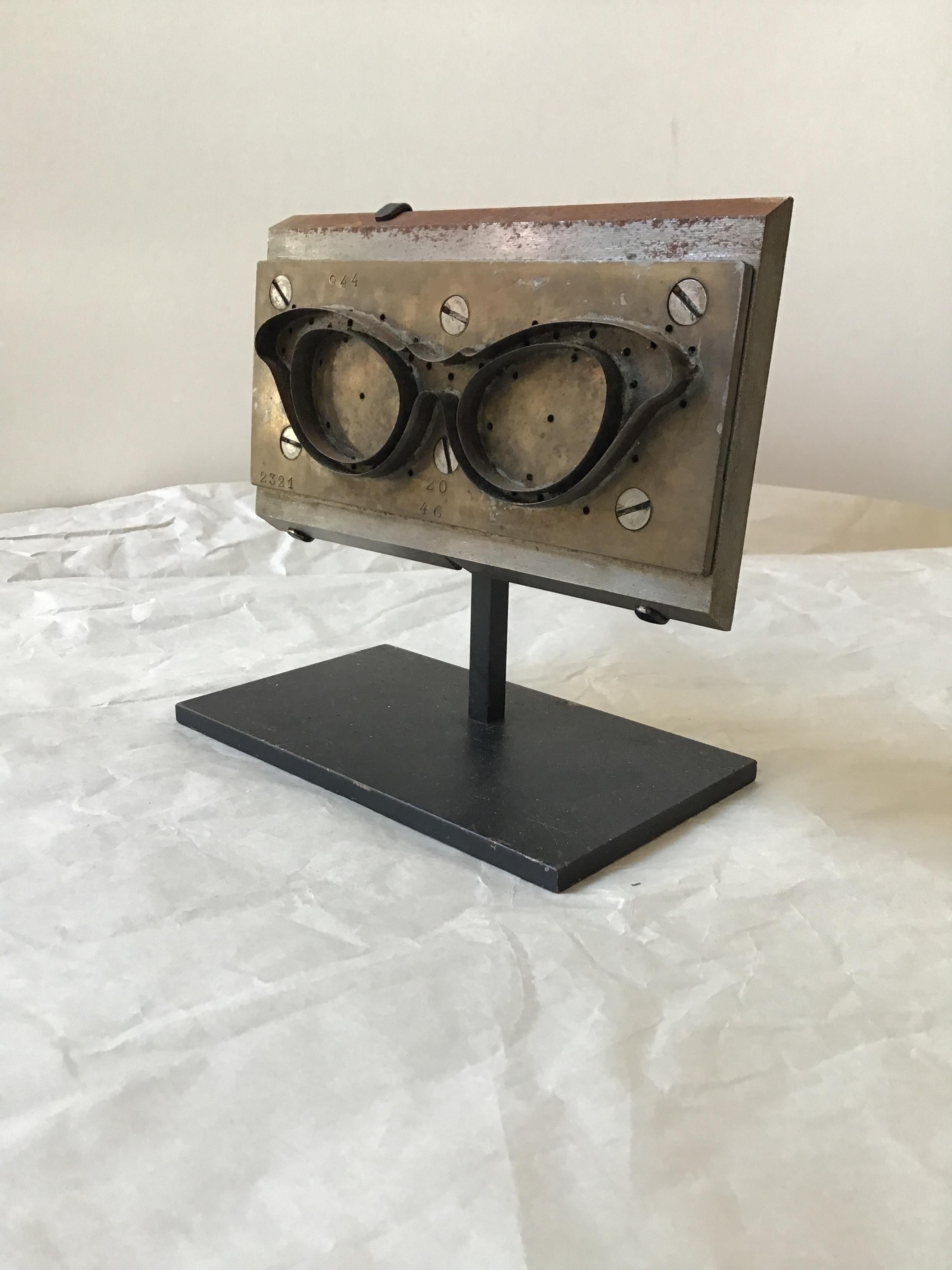1950s French Eyeglass Mold on Iron Stand In Good Condition In Tarrytown, NY