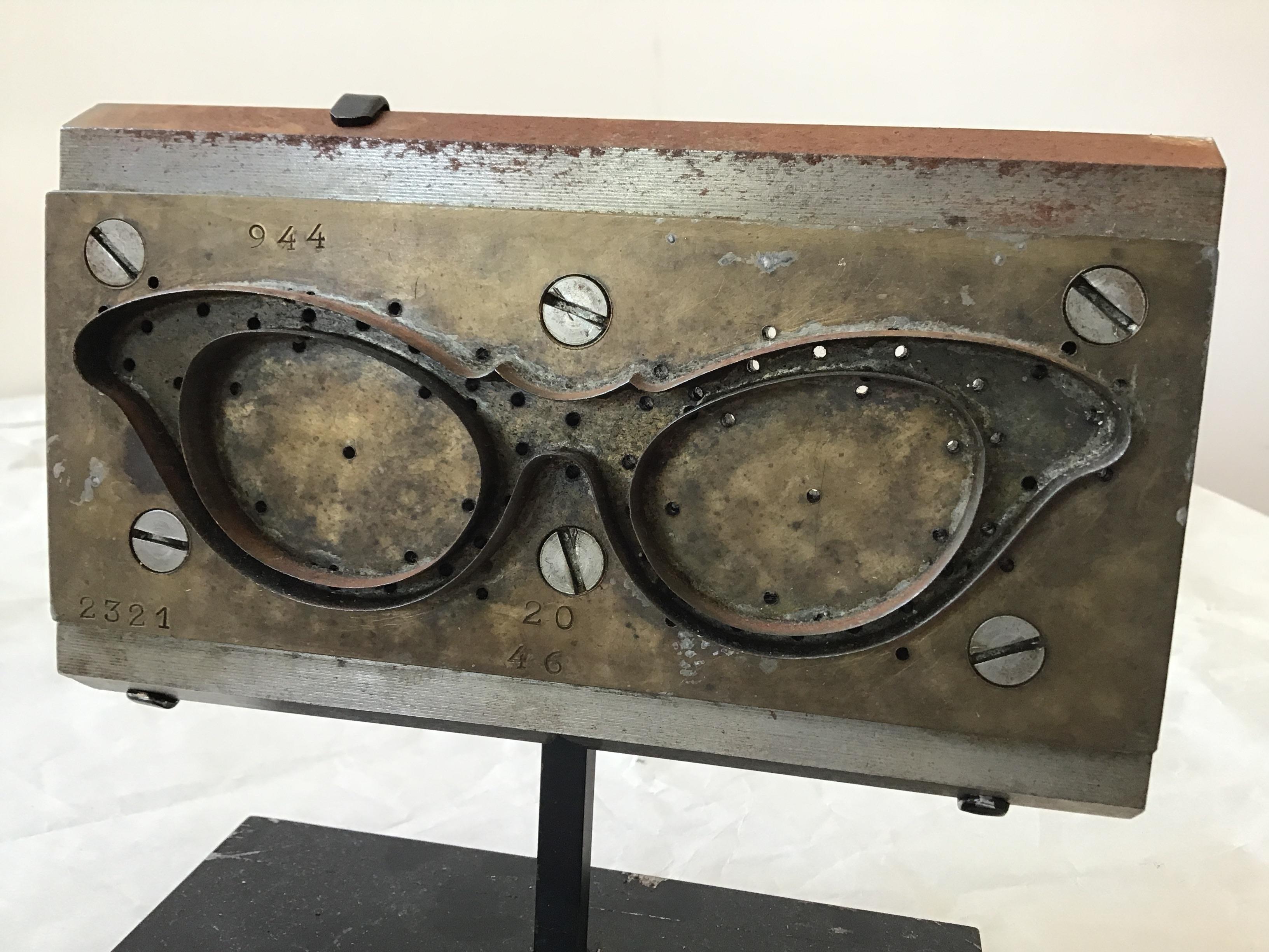 1950s French Eyeglass Mold on Iron Stand 2
