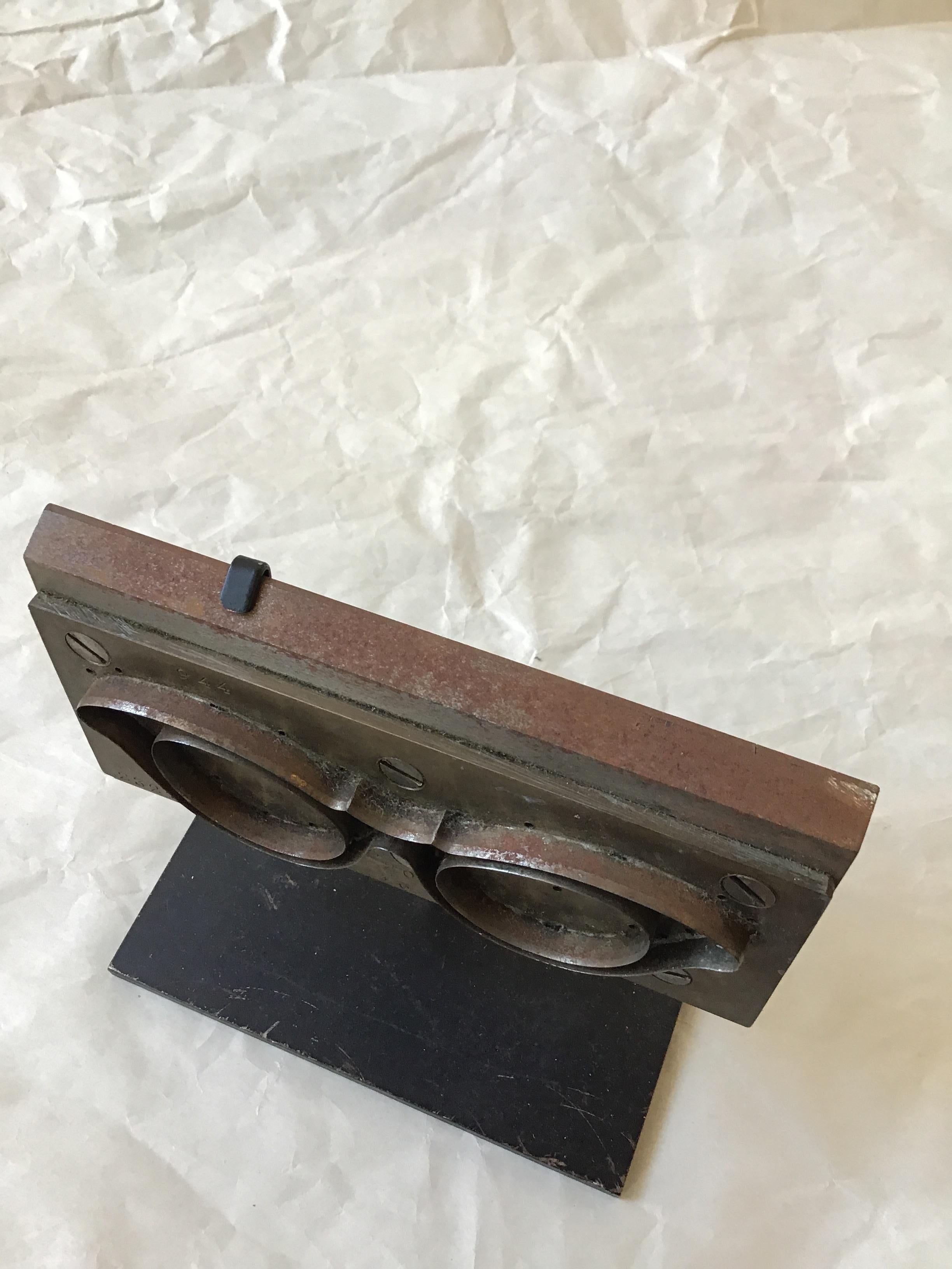 1950s French Eyeglass Mold on Iron Stand 3