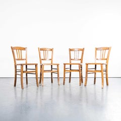 1950's French Farmhouse Dining Chairs With Radial Patterned Seat - Set Of Four