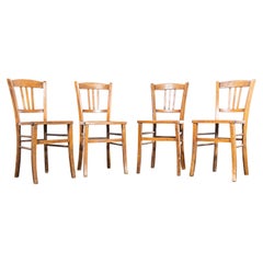 Chaises de salle à manger de ferme française des années 1950 avec assise à motifs radiaux - Lot de quatre