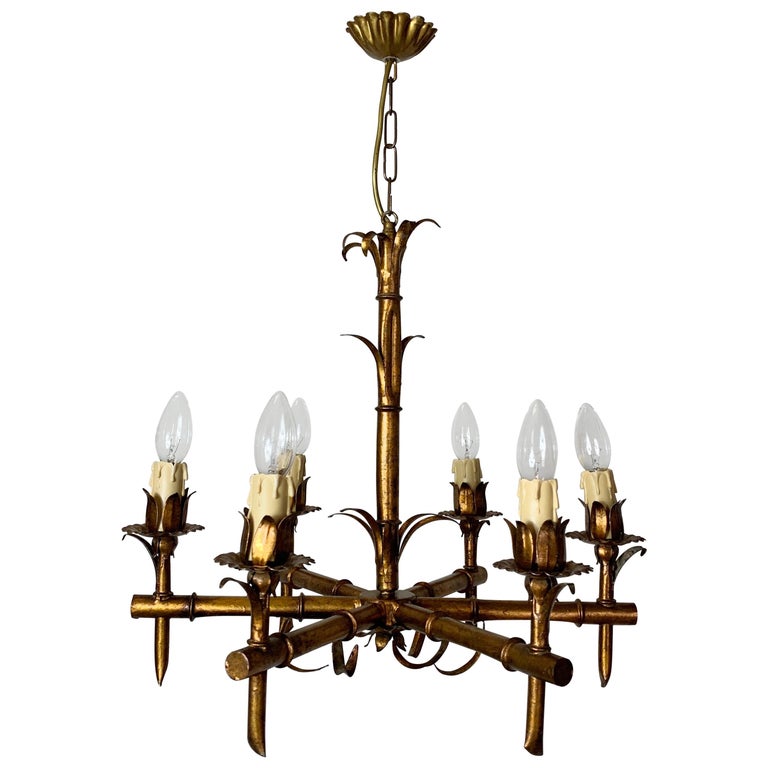 1950s French Faux Bamboo Gilt, Faux Bamboo Chandelier Craigslist