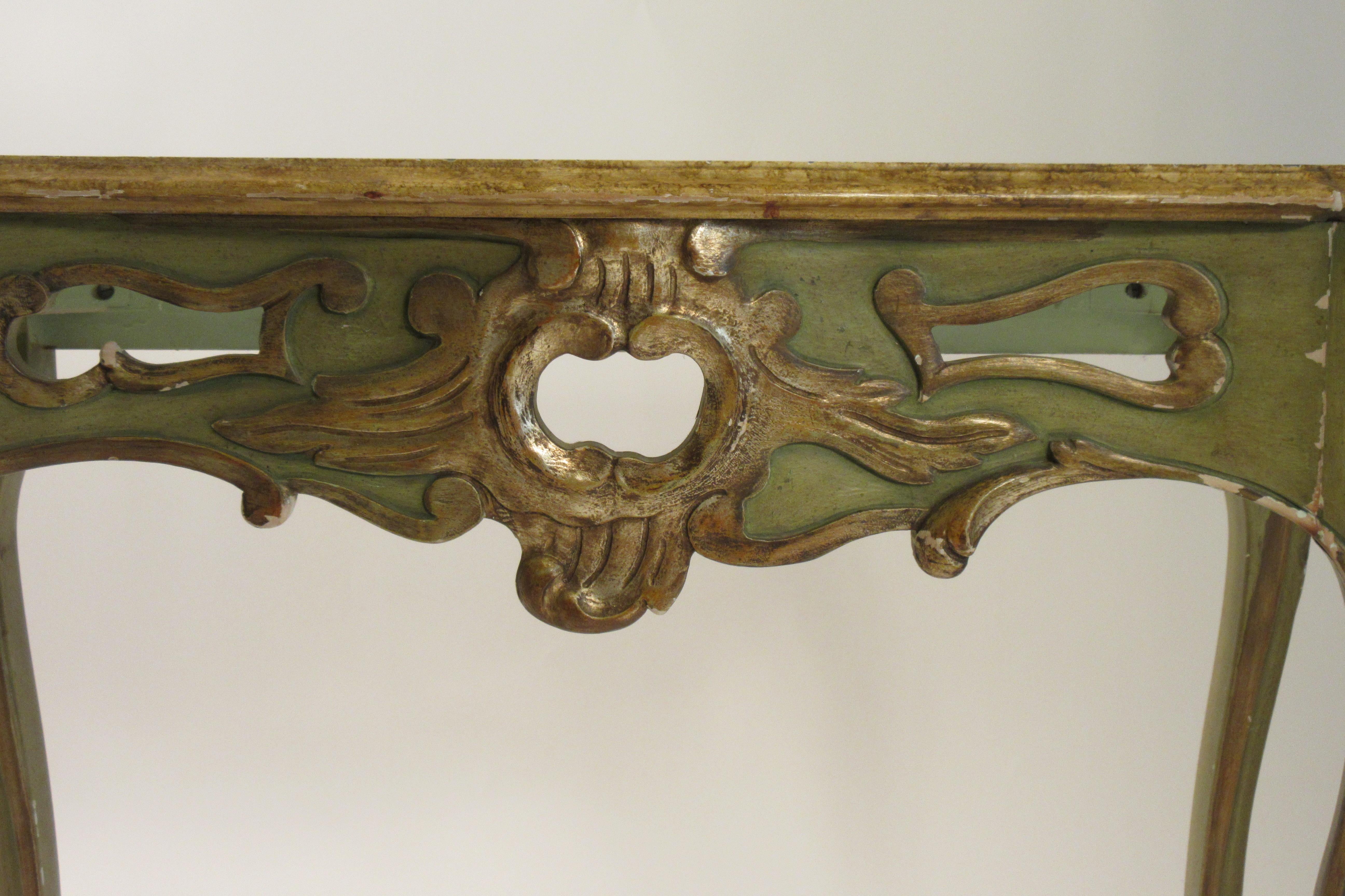 1950s French Faux Painted Carved Wood Console 7