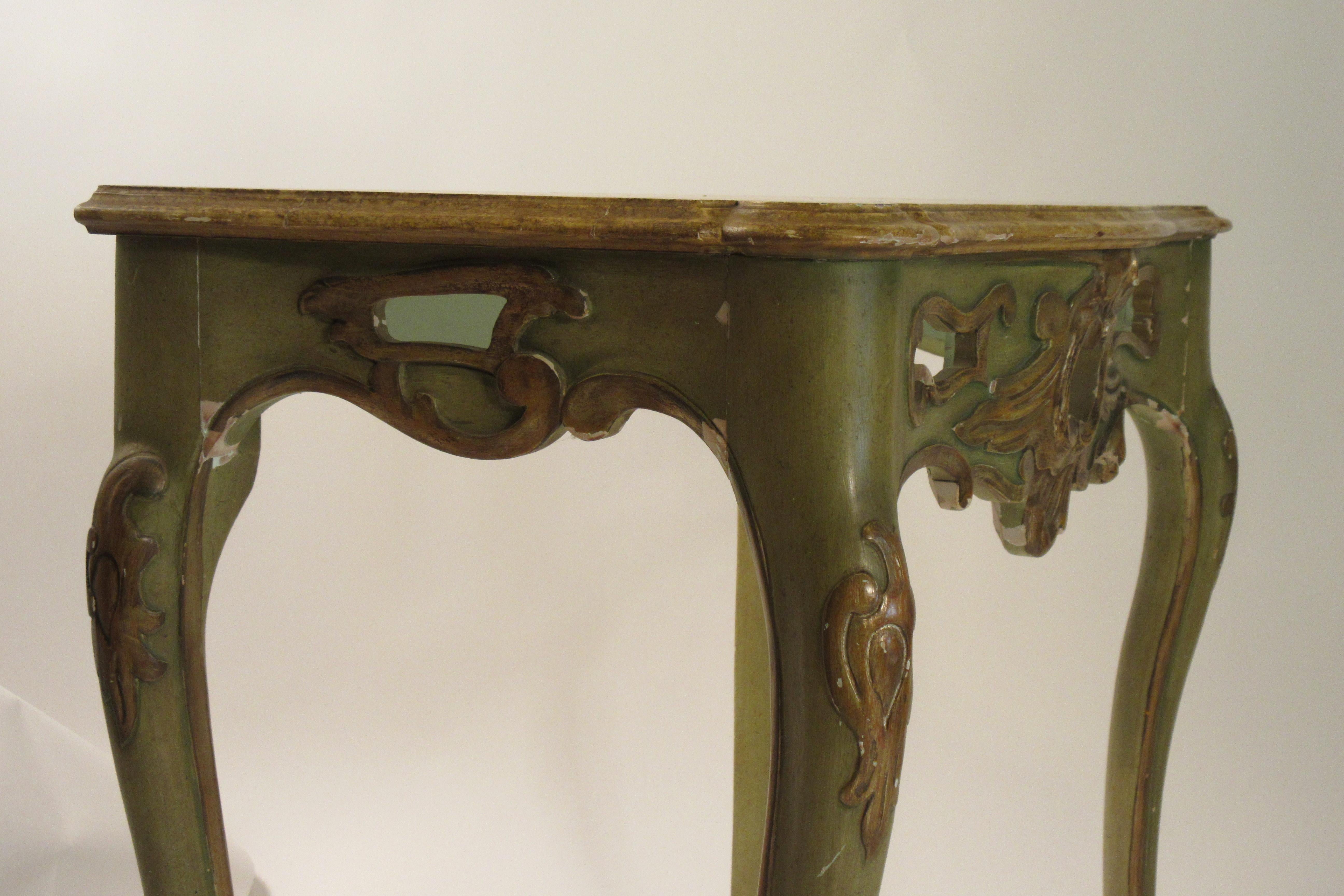 1950s French Faux Painted Carved Wood Console 9