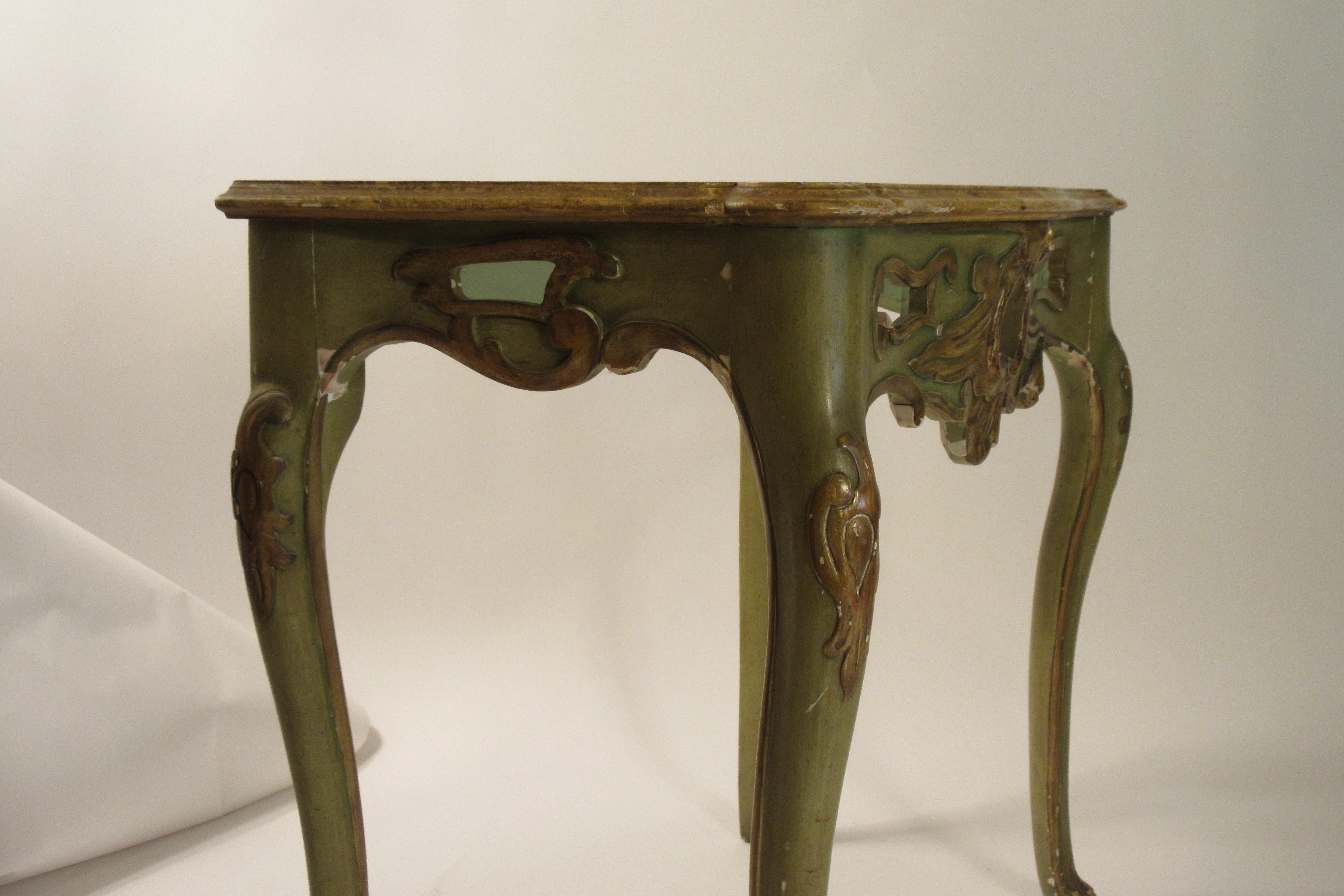 1950s French Faux Painted Carved Wood Console 2