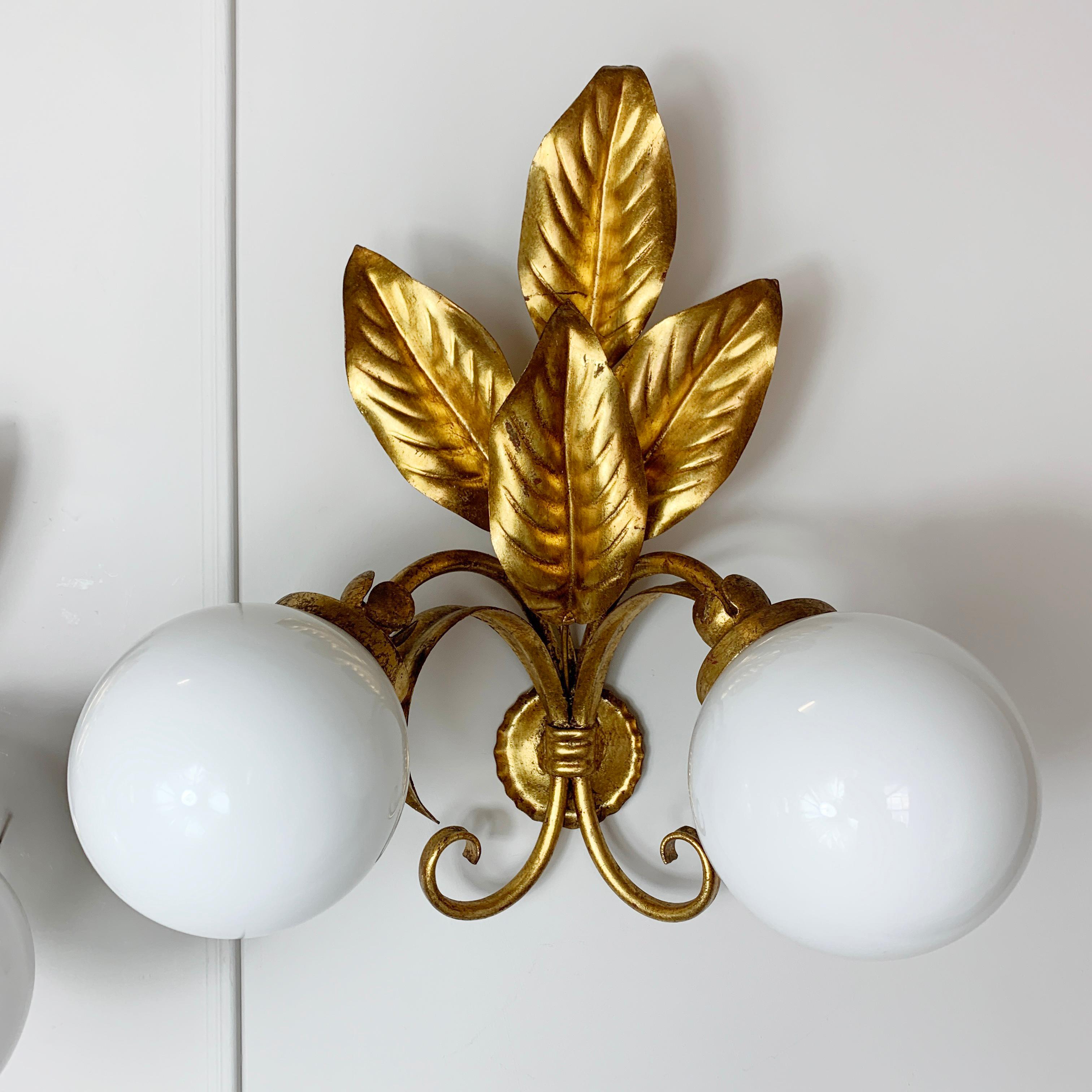 20th Century 1950s French Feuilles D’or Wall Lights