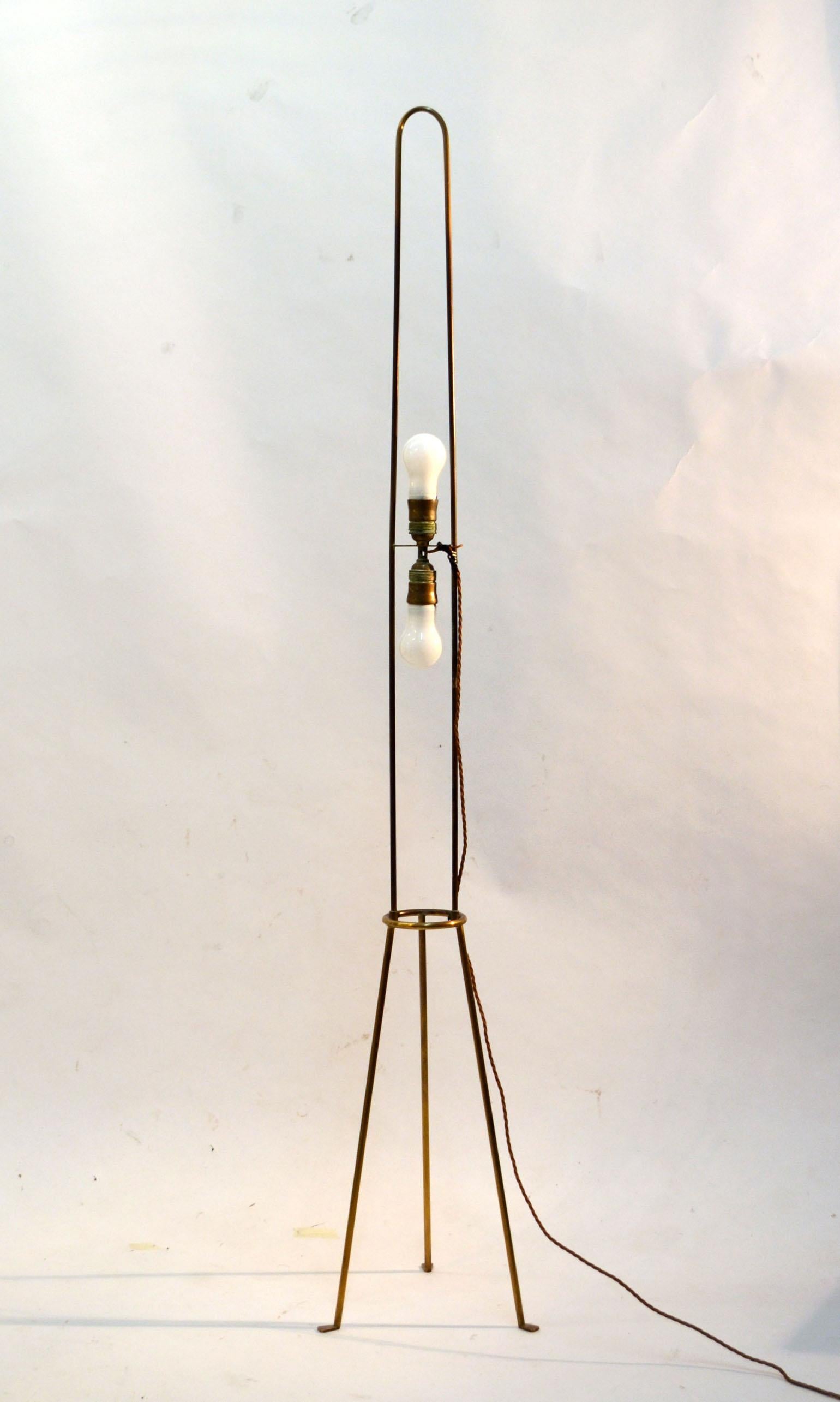 1950's Dutch Cocoon Shape Elongated Floor Lamp on Brass Tripod Legs by Artimeta 4