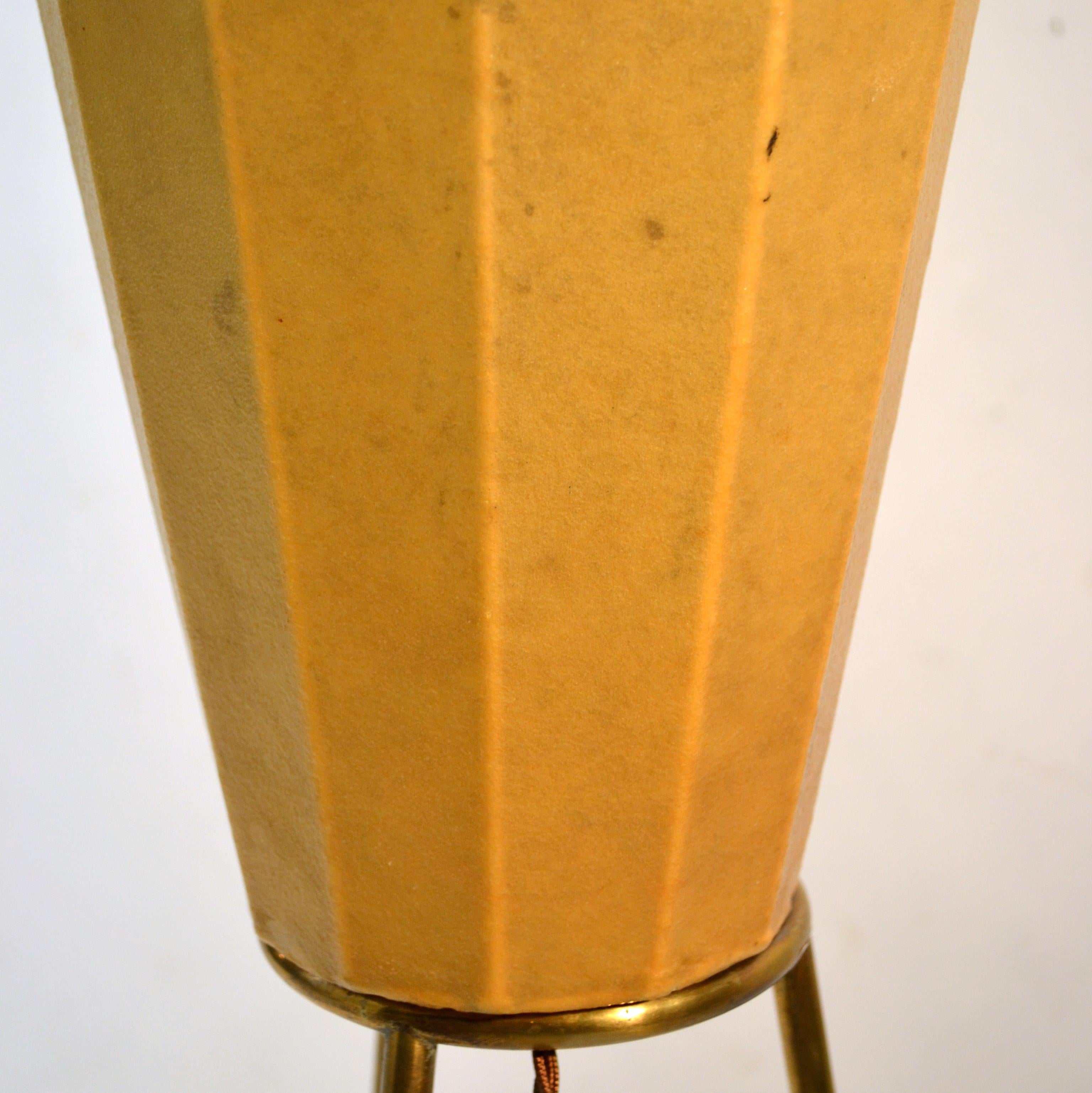 1950's Dutch Cocoon Shape Elongated Floor Lamp on Brass Tripod Legs by Artimeta 2